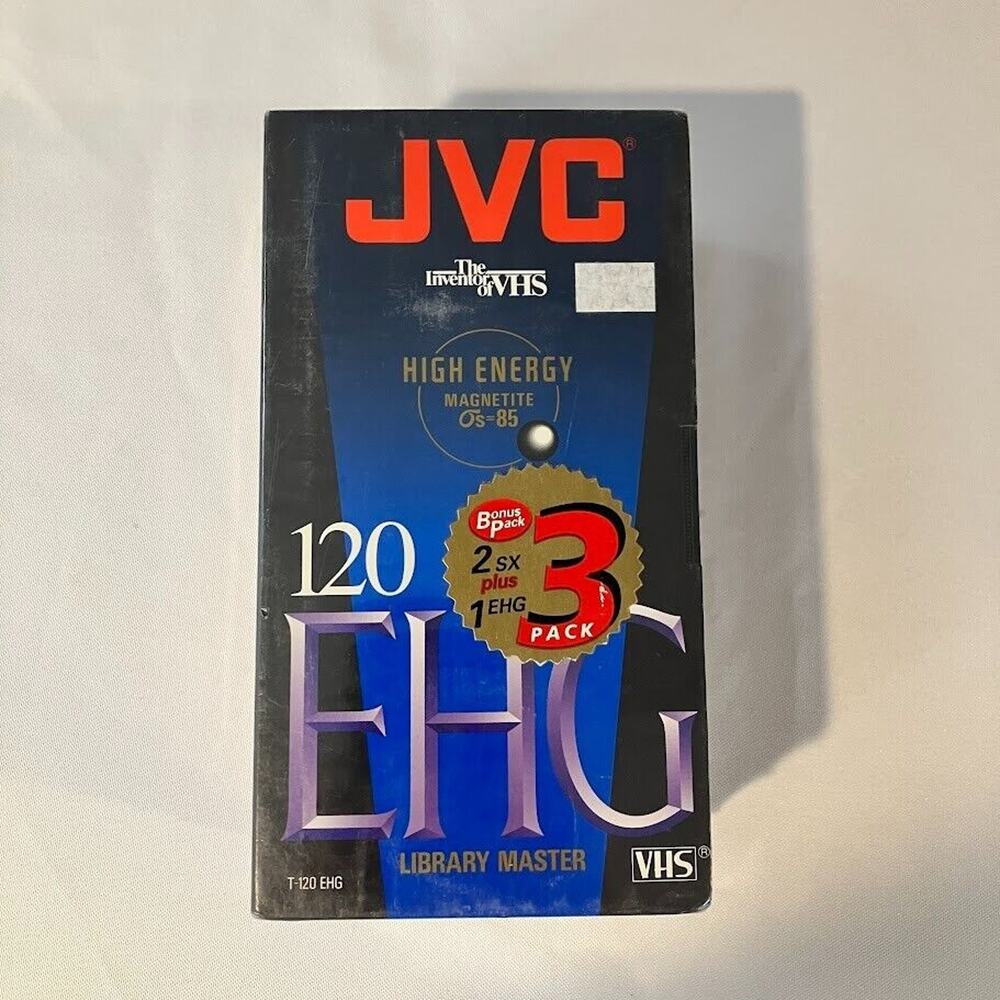 JVC VHS Video Tapes 1 T-120 EHG 2 T-120 SX Factory Sealed Blank 3 Pack NEW I2